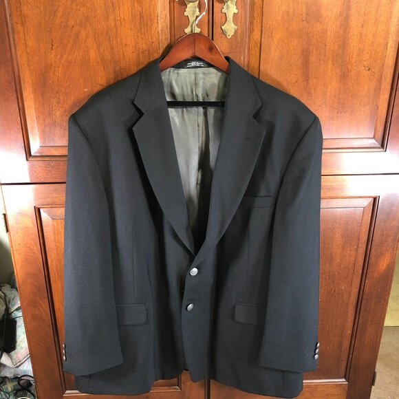 Stafford Men's Blazer Jacket 50R Black Sport Coat Double Button Classic Formal - Picture 16 of 16